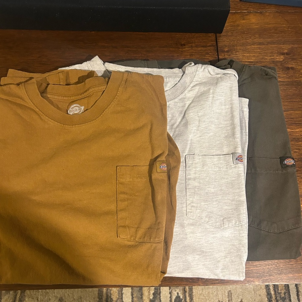Dickies Men's T-Shirts in Tan, Gray, and Olive